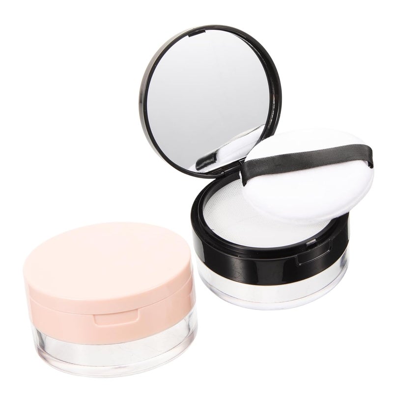 2Pcs Refillable Loose Powder Containers With Elastic Net Sifter For Travel Makeup Storage - Image 1